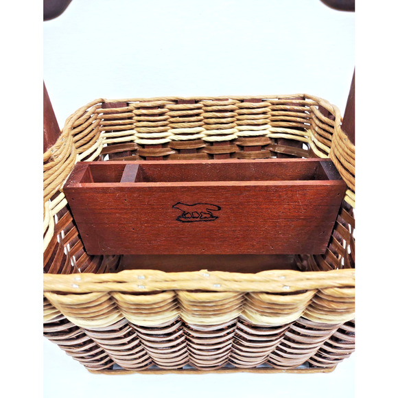 FOXCREEK Basket Company Dated & Signed Magazine Book Basket 2001 w Divider USA - Picture 10 of 11